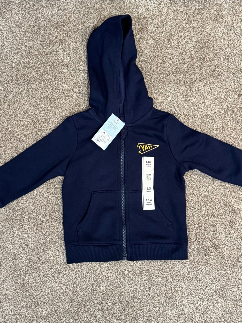 Kids Navy Cat & Jack Hooded Zip-Up Sweatshirt